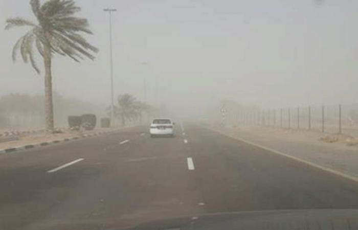 حالة الطقس رياح قوية مصحوبة بالاتربة والغبار على مناطق متعددة