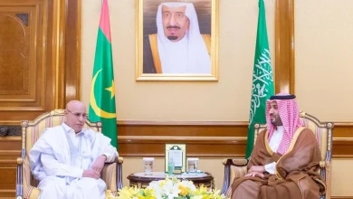 ولي العهد يلتقي رئيس موريتانيا لبحث العلاقات الثنائية وتعزيز التعاون المشترك