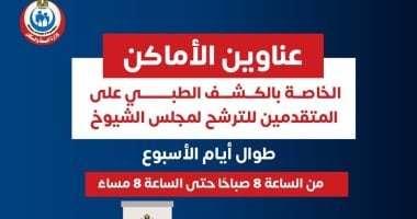 وزارة الصحة تعلن أماكن الكشف الطبى للمتقدمين للترشح لمجلس الشيوخ