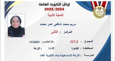 أوائل الثانوية العامة 2025.. مريم الثانية على الجمهورية: أسرتى سبب فرحتى