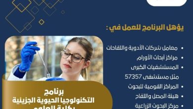 برنامج التكنولوجيا الحيوية الجزيئية ينتظر الطلاب في "علوم حلوان"