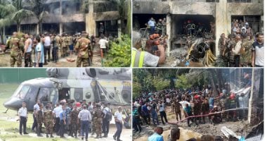 16 قتيلا جراء تحطم طائرة عسكرية على حرم مدرسة وكلية فى بنجلاديش