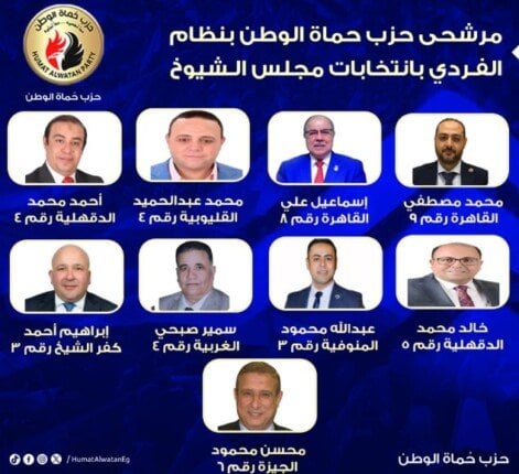 «حماة الوطن» يكشف عن قائمة مرشحيه الفرديين لانتخابات الشيوخ 2025 بعد إغلاق باب الترشح