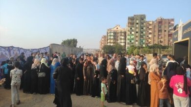 ناخبون يتزاحمون أمام مدرسة الملك فهد في مدينة نصر للمشاركة في انتخابات الشيوخ