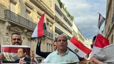 وقفة تأييد للرئيس السيسي من "مصريين" في باريس ضد الجماعة الإرهابية